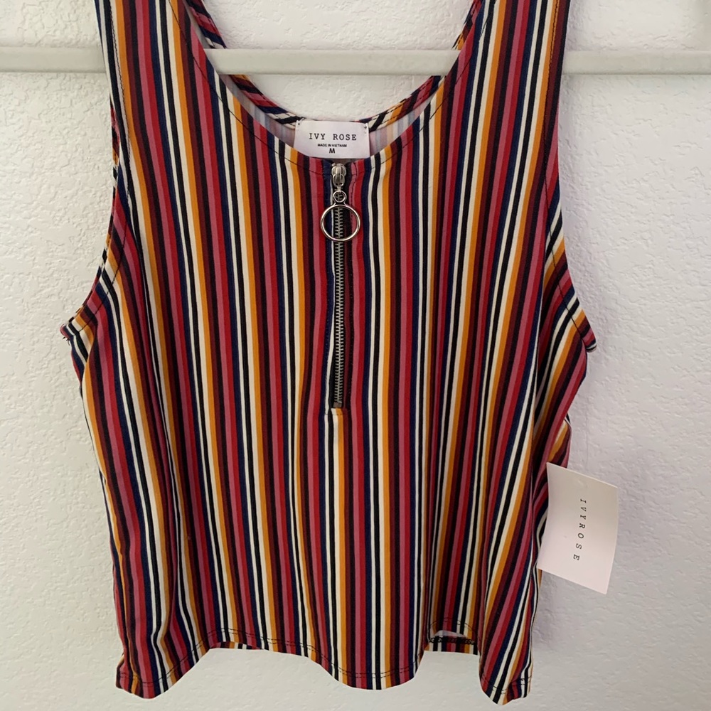 Multicolor Tank Top w/Zipper Detail. Size: M. NWT!
